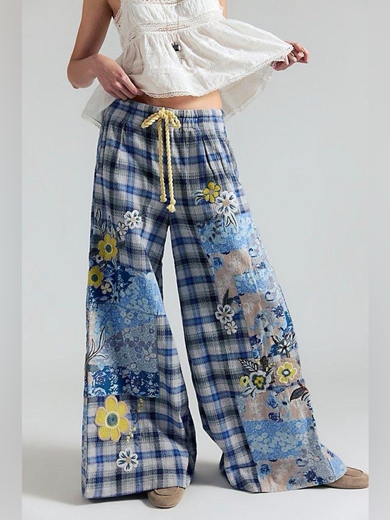 Free People Pants - EUC Free People Brooks Wide-Leg Patchwork Pants